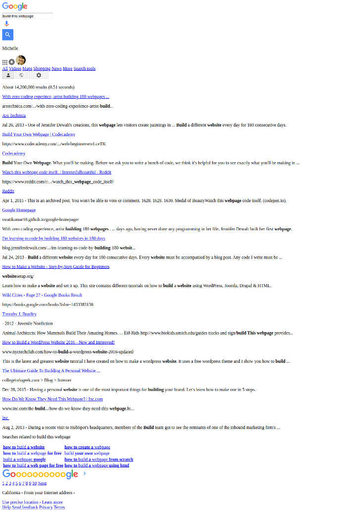 full screenshot image of HTML version google search result