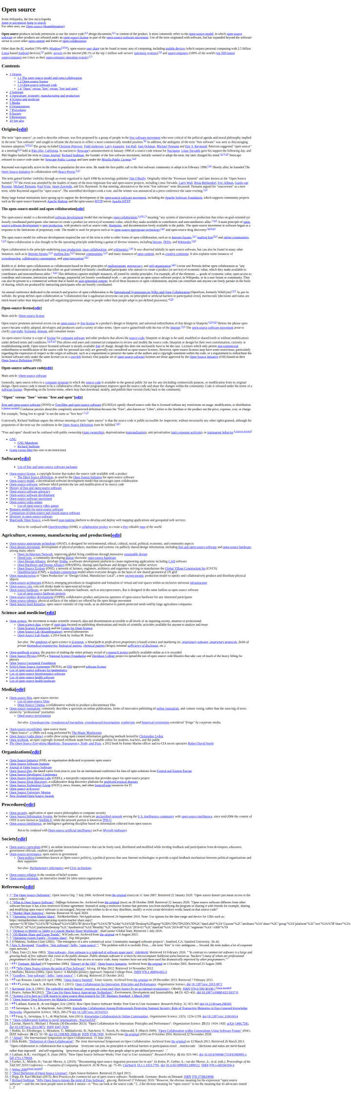 full page screenshot of a html-only version of wikipedia page