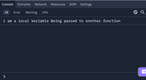 Local Javascript variable passed as parameter screenshot