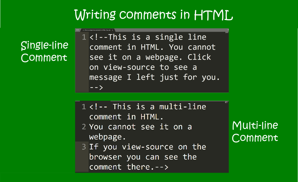 How To Make A Single Line And Multi line Comment In HTML Dev Practical