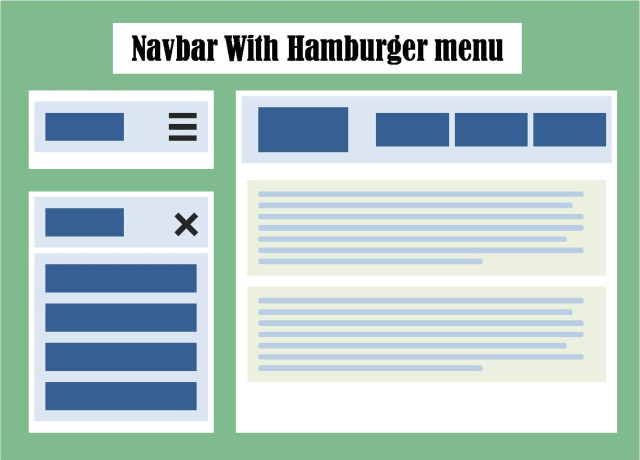 Navbar with Hamburger logo and Menu