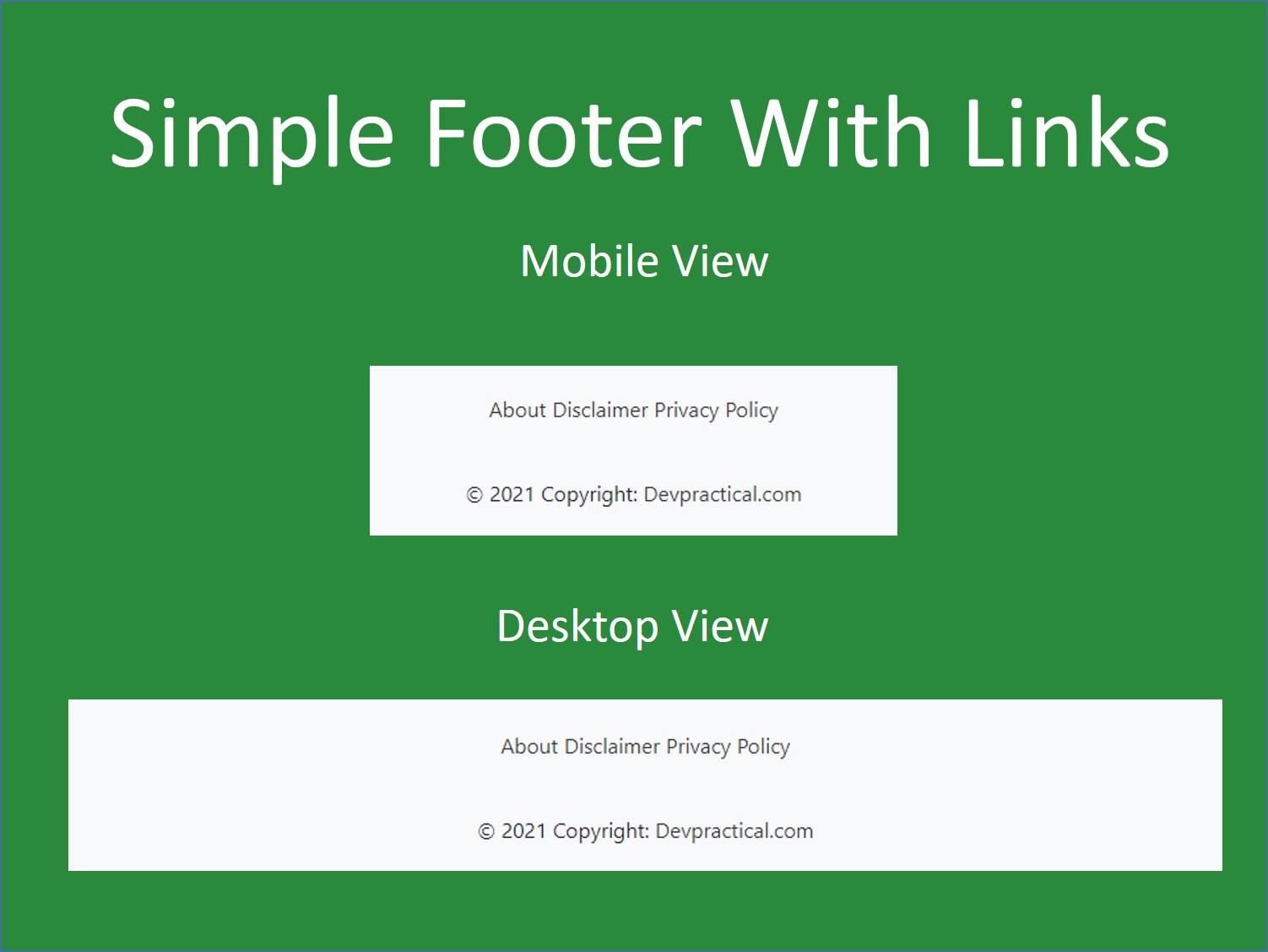 Simple footer links screenshot