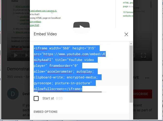 how to add youtube video to html website