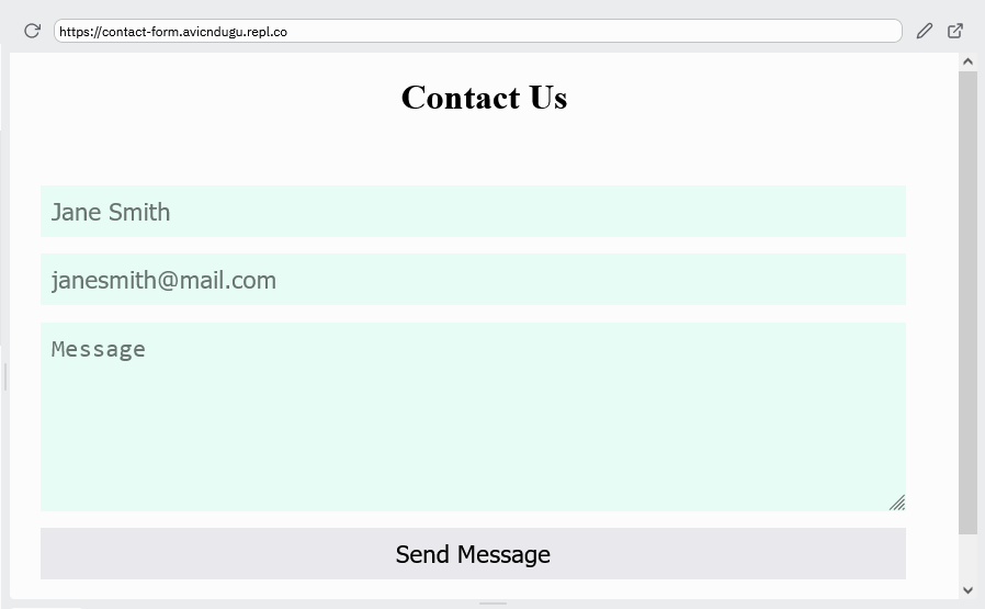 Centered contact form