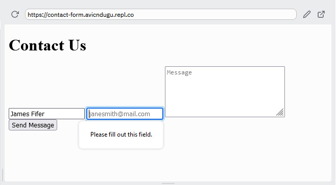 Contact Form With Required Attribute